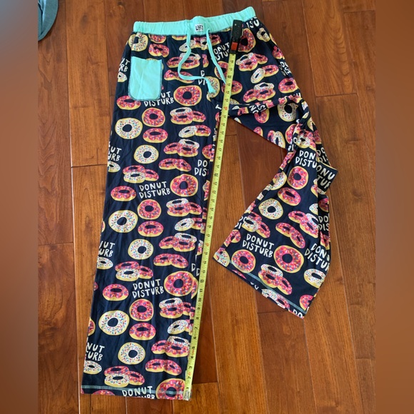 Lazy One Yoga Pajama Pants Women's Size Large DONUT DISTURB 100% Cotton Pocket - Picture 9 of 11